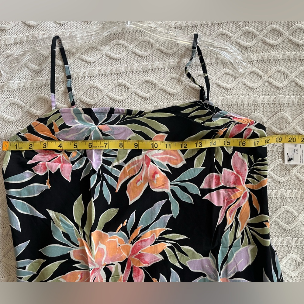 Billabong Black Midi Slip Dress with Pink & Pastel Floral Print Women’s large - Picture 3 of 15